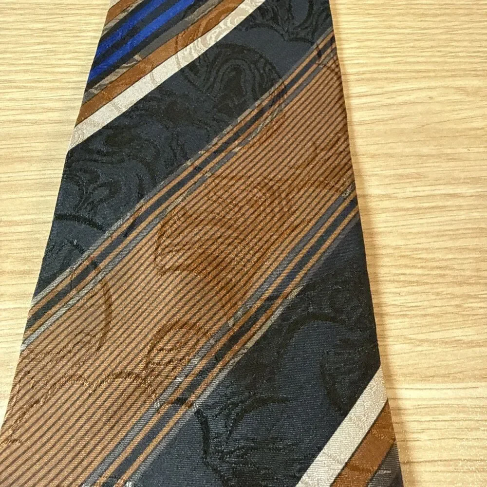 Mondo Di Marco Firenze Men's Silk Tie Abstract Geometric Striped Made In Italy